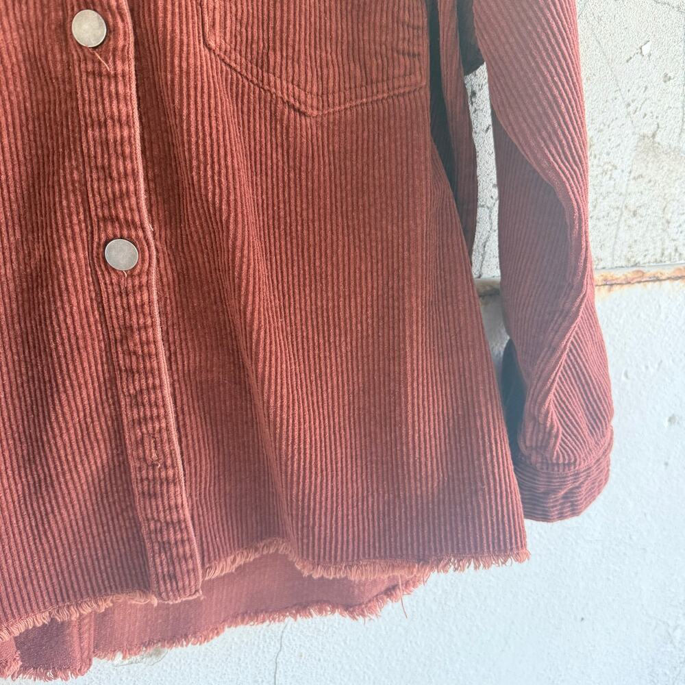 Bohme Corduroy Shirt Jacket Rust Brown Shacket Womens M Raw Hem Earthy Basic - Picture 2 of 10